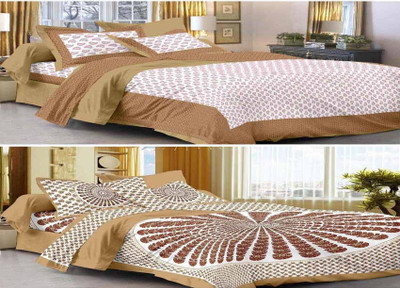 UNIQCHOICE 120 TC Cotton Double Printed Flat Bedsheet(Pack of 2, Multicolor)