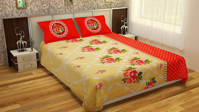 

Bichauna by Creative Portico Cotton Double King Floral Bedsheet(Pack of 1, Yellow, Orange), Orange;yellow