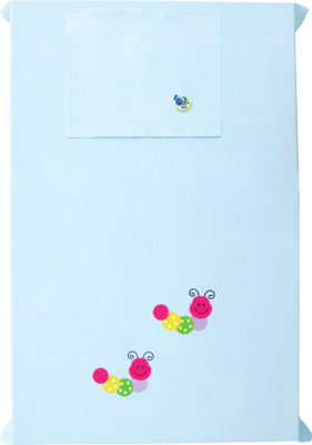 

Baby Rap 200 TC Cotton Crib Embroidered Bedsheet(Pack of 1, Blue)