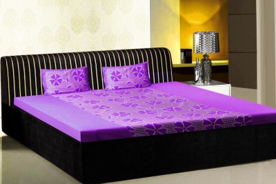 

India Furnish 110 TC Cotton Double Floral Bedsheet(Pack of 1, Purple)