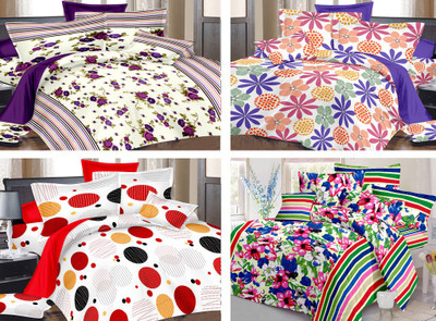 

India Furnish 110 TC Cotton Double Floral Bedsheet(Pack of 4, Multicolor)