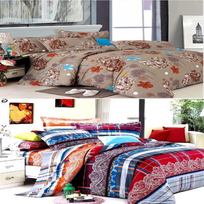 

Zesture 144 TC Polycotton Double Printed Bedsheet(Pack of 2, Multicolor)