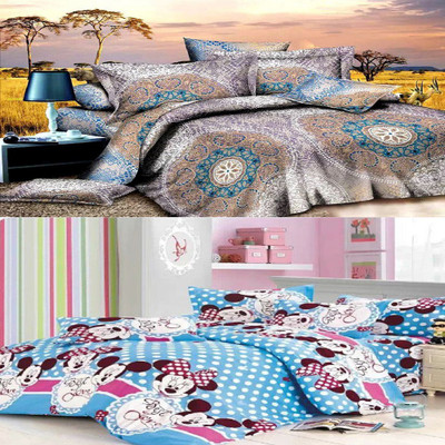 

Zesture 144 TC Polycotton Double Printed Bedsheet(Pack of 2, Multicolor)