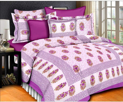 Bombay Spreads 120 TC Cotton Double Printed Flat Bedsheet(Pack of 1, Purple)