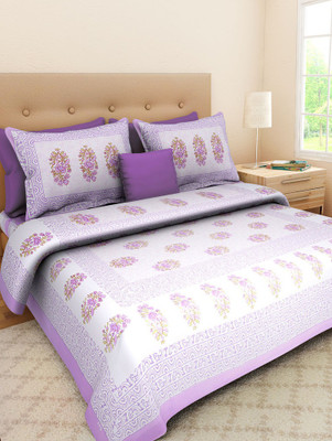 UNIQCHOICE 120 TC Cotton Double 3D Printed Flat Bedsheet(Pack of 1, Purple)