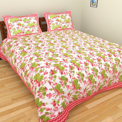 Kismat Bedding Collection 180 TC Cotton Double Printed Bedsheet(Pack of 1, Multicolor)