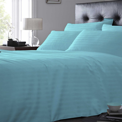 5% OFF on LNT 1000 TC Cotton Double King Striped Bedsheet(Pack of 1, Aqua Blue)