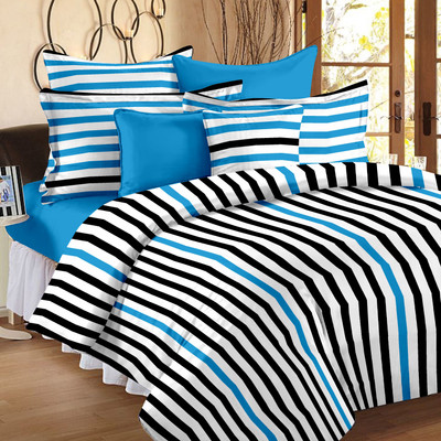 Story@home 186 TC Cotton Double Striped Bedsheet(Pack of 1, Black) Story@home 186 TC Cotton Double Striped Bedsheet(Pack of 1, Black)