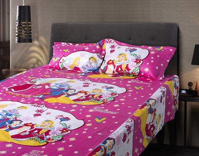 57% OFF on eCraftIndia 220 TC Cotton, Satin Double Floral Bedsheet(1 Double Bedsheet + 2 Pillow Covers, Pink)