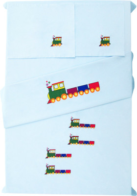 

Baby Rap 200 TC Cotton Crib Embroidered Bedsheet(Pack of 2, Blue)