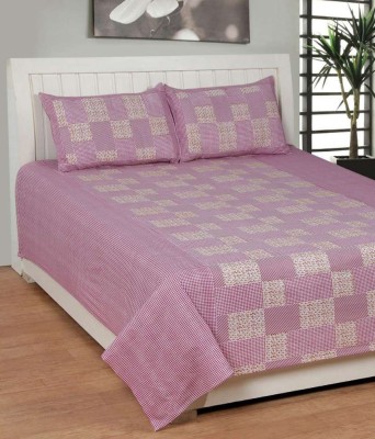 Deco Home 160 TC Cotton Double Self Design Flat Bedsheet(Pack of 1, Multicolor)