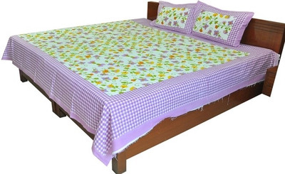 64% OFF on Silkworm Cotton Double Abstract Bedsheet(Pack of 1, Purple)