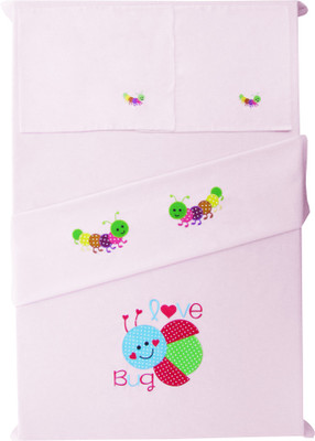 

Baby Rap 200 TC Cotton Crib Embroidered Bedsheet(Pack of 2, Pink)