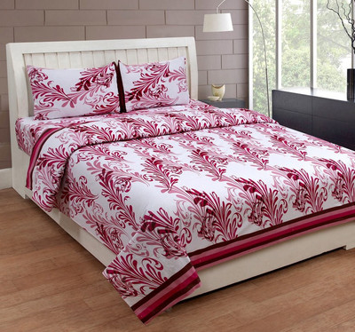 

Shreejee 150 TC Cotton Double Printed Bedsheet(Pack of 1, Pink)