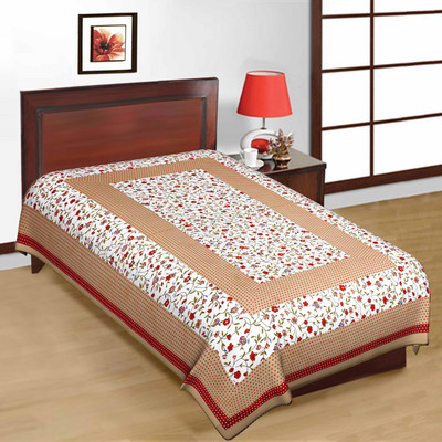 

Shreeng 210 TC Cotton Single Printed Bedsheet(Pack of 1, Multicolor)