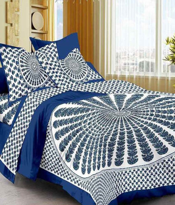 ENVIRO 3000 TC Cotton Double Printed Flat Bedsheet(Pack of 1, Multicolor)