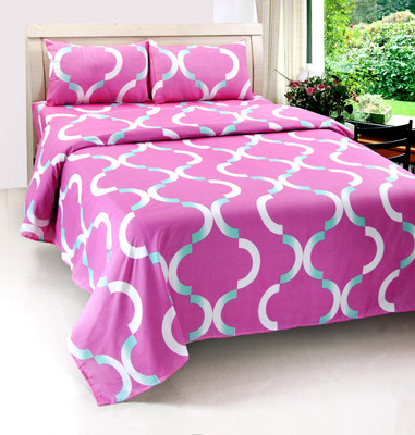 

Zesture 144 TC Polycotton Double Geometric Bedsheet(Pack of 1, Pink)