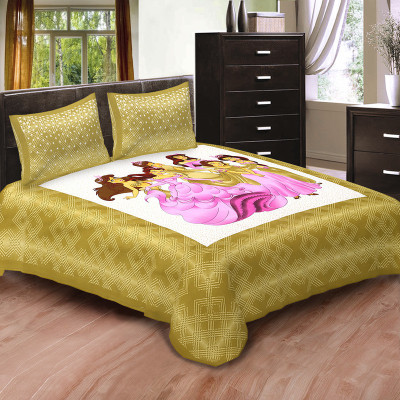 

Shilpbazaar 106 TC Cotton Double Printed Bedsheet(Pack of 1, Beige)