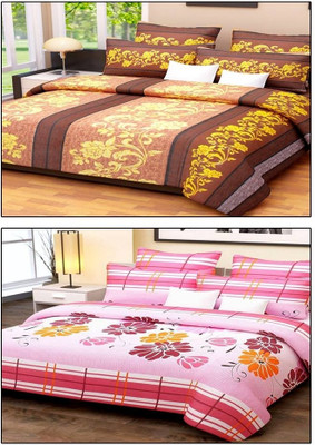 

Home Candy 210 TC Cotton Double Floral Bedsheet(Pack of 2, Multicolor)