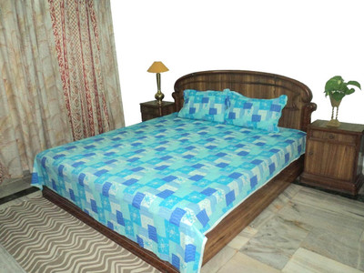 

Amita Home Furnishing 300 TC Cotton Double Printed Bedsheet(Pack of 1, Blue)