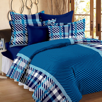 44% OFF on Story@Home 144 TC Cotton Double Striped Bedsheet(1 Double Bedsheet With 2 Pillow Covers, Blue) 44% OFF on Story@Home 144 TC Cotton Double Striped Bedsheet(1 Double Bedsheet With 2 Pillow Covers, Blue)