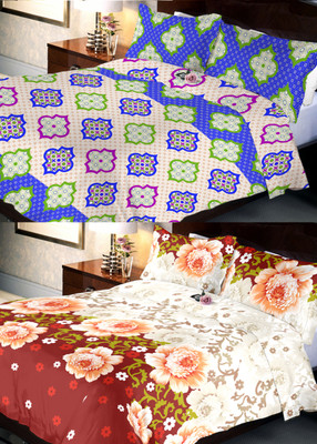 

Indien Casa 108 TC Cotton Double Abstract Bedsheet(Pack of 2, Multicolor)