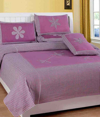 

ZirconHomes Cotton Double King Floral Bedsheet(Pack of 1, Purple, White)