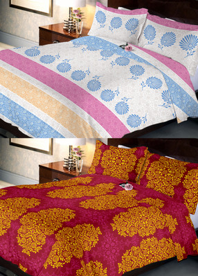 

Indien Casa 108 TC Cotton Double Abstract Bedsheet(Pack of 2, Multicolor)