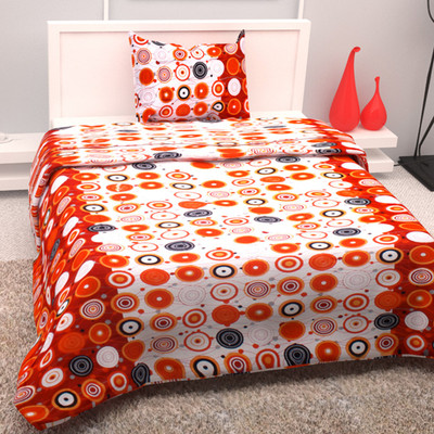 45% OFF on Story@Home 120 TC Cotton Single Abstract Bedsheet(1 Single Bedsheet With 1 Pillow Cover, Red)