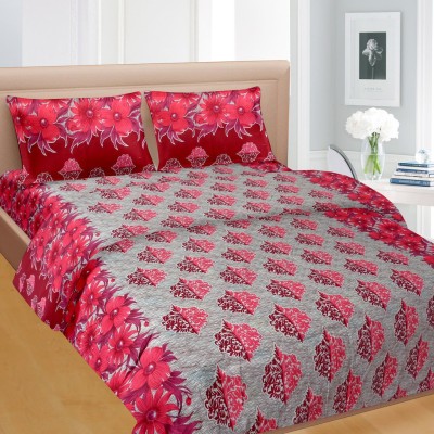 

Cortina 104 TC Cotton Double Floral Bedsheet(Pack of 1, Maroon)