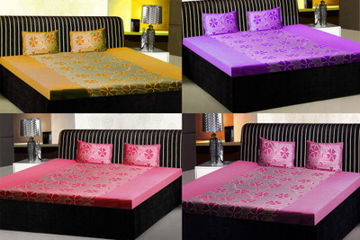 

India Furnish 120 TC Cotton Double Printed Bedsheet(Pack of 4, Multicolor)