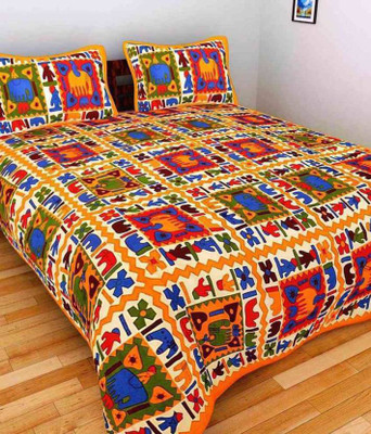

Ruby Creation 240 TC Cotton Double Printed Bedsheet(Pack of 1, Multicolor)