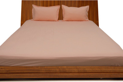 14% OFF on LNT 600 TC Cotton Single Solid Bedsheet(Pack of 1, Peach)