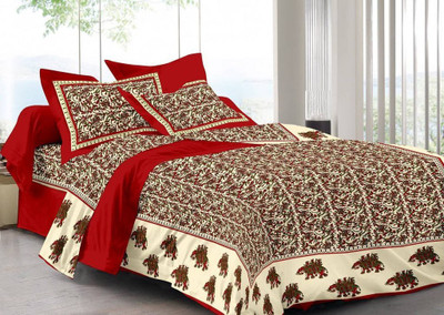 

naiwal bedding fashion 260 TC Cotton Double Printed Bedsheet(Pack of 1, Multicolor)