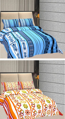 

Freely 144 TC Cotton Double Printed Bedsheet(Pack of 2, Multicolor)