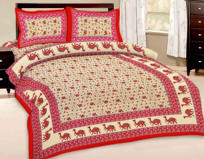 Bombay Spreads 144 TC Cotton Double Printed Flat Bedsheet(Pack of 1, Red)