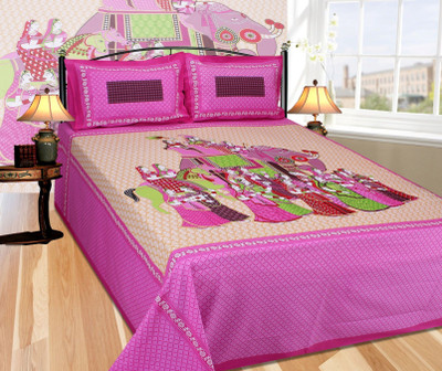 

Shubh Cotton Double 3D Printed Bedsheet(Pack of 1, Pink)