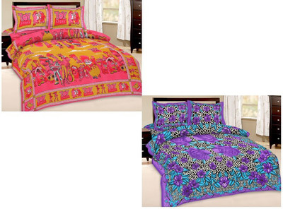 

Shopping Rajasthan Cotton Double Printed Bedsheet(Pack of 2, Multicolor)