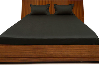 13% OFF on LNT 600 TC Cotton Double King Solid Bedsheet(Pack of 1, Black)