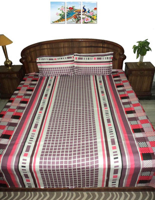 

Amita Home Furnishing 300 TC Cotton Double Printed Bedsheet(1 Elastic Fitted 4 to 6 inch Matress Double Bed Sheet, 2 Pillow Cover, Multicolor)