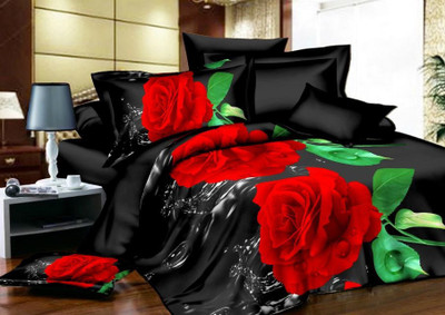

Dexim Polycotton Double Floral Bedsheet(Pack of 1, Black, Red)