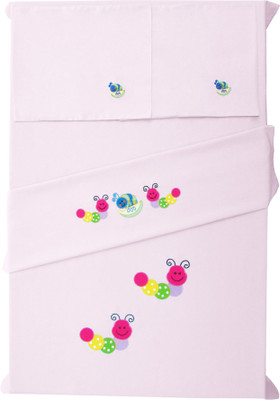 

Baby Rap 200 TC Cotton Crib Embroidered Bedsheet(Pack of 2, Pink)