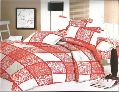 

Shreejee 210 TC Cotton Double Geometric Bedsheet(Pack of 1, RED N WHITE)