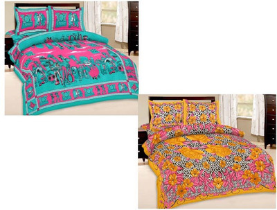 

Shopping Rajasthan Cotton Double Printed Bedsheet(Pack of 2, Multicolor)