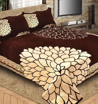 

The Intellect Bazaar Chenille King Bed Cover(Brown, 1 Bed cover, 2 Pillow Cover)