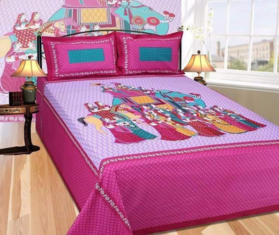 

Kalakriti Creations Cotton Double King Printed Bedsheet(Pack of 1, Pink)