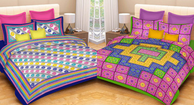 

Metro Living 140 TC Cotton Double Printed Bedsheet(2 Double Bed Sheets, 4 Pillow Covers, Multicolor)