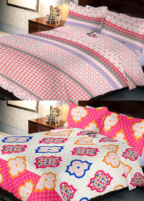

Indien Casa 108 TC Cotton Double Abstract Bedsheet(Pack of 2, Multicolor)
