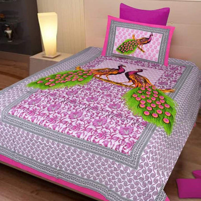 

Lookandlike Cotton Single Printed Bedsheet(Pack of 1, Pink)