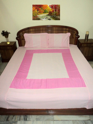 

Design Willa Cotton Double Checkered Bedsheet(Pack of 1, Pink)